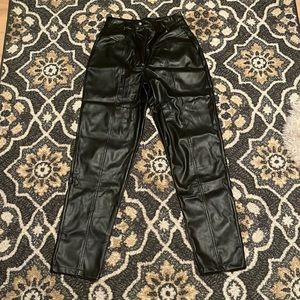 NASTY GAL LEATHER HIGH WAIST PANTS, US2